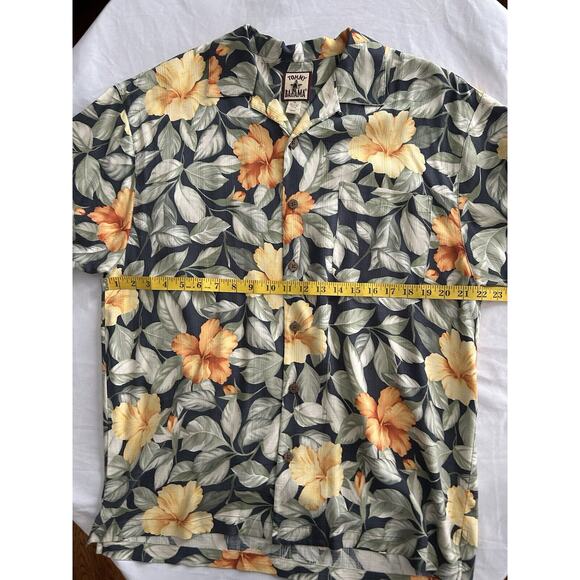 Tommy Bahama Tropical Flower Silk Camp Shirt Mens Size Medium Green Yellow Beach - Picture 5 of 6